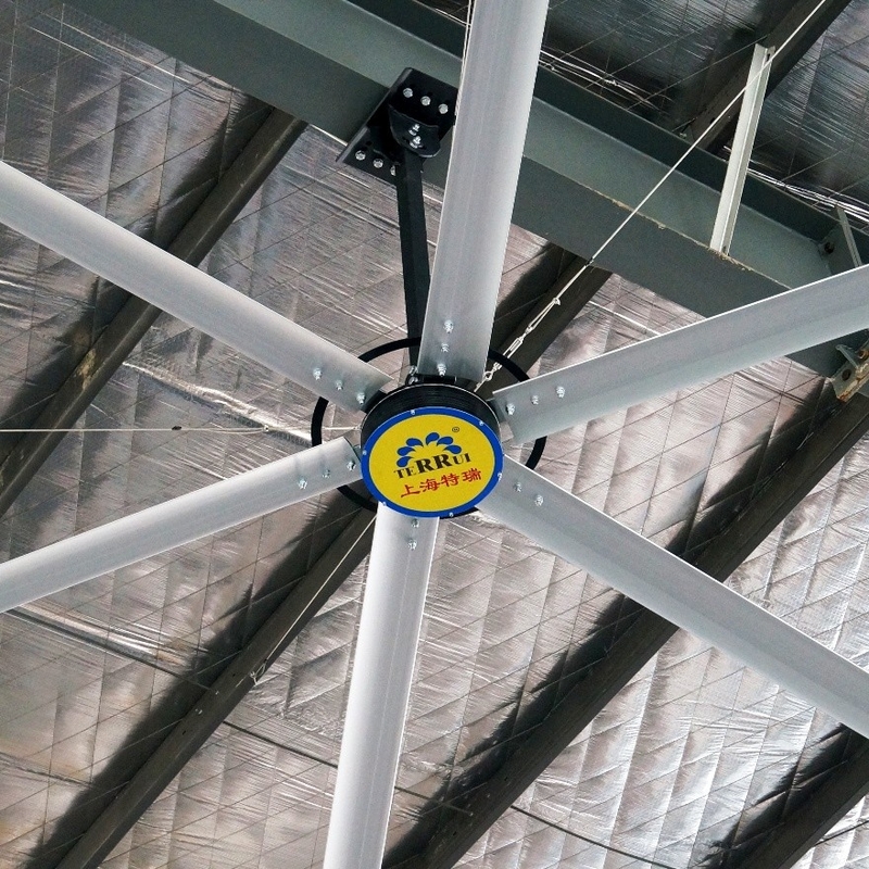Ventilateur de plafond industriel avec débit d'air de 14300 m3/min pour atelier IP55 et alliage 6pcs